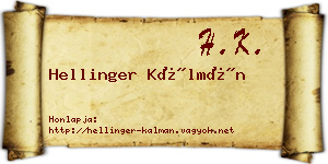 Hellinger Kálmán névjegykártya